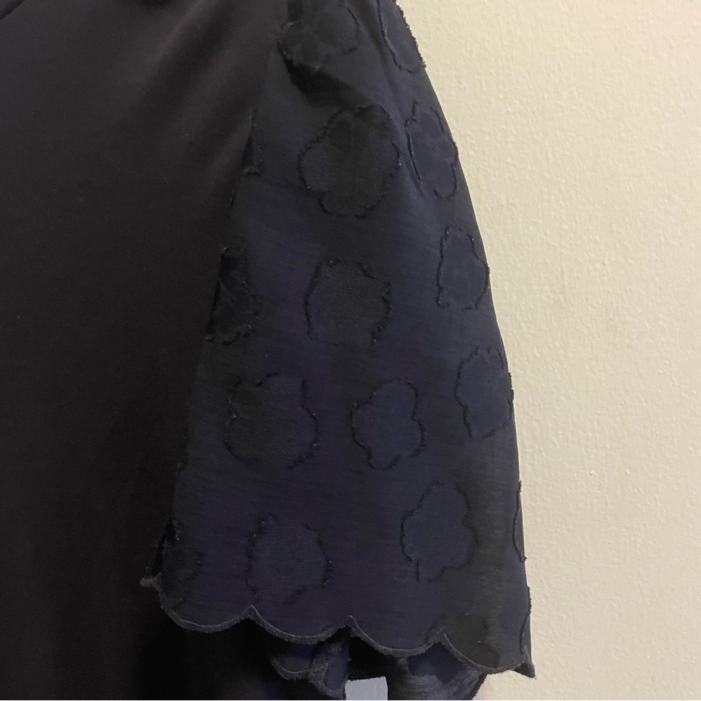 Ann Taylor Floral Clip Sleeve Mixed Media Tee - Picture 5 of 6